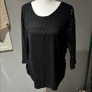 Lane Bryant Black Lace Sleeve Blouse